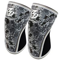 Elbow Sleeves (Pair) -Support & Compression for Crossfit, Weightlifting, Powerlifting, Basketball and Tennis - 5mm Neoprene Brace for Both Women & Men (Large, Black & Camo Grey)