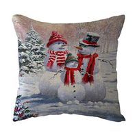Indexshop Christmas Snowman Throw Pillow Cover 18 x 18 Inches Christmas Series Cushion Cover Case Pillow Custom Zippered Square Pillowcase(Christmas Snowman) (D)
