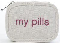 Miamica Trendy Canvas and Pink Glitter Sequin "My Pills" Pill Case Weekly Vitamins Travel Organizer Box