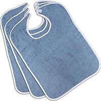 Nobles Terry Adult Bibs (3-Pack, Blue, 18 x 30 Inches) with Velcro Closure Made from 100% Cotton - Absorbent Clothing Protector - Reusable - Machine Washable Patient Bibs