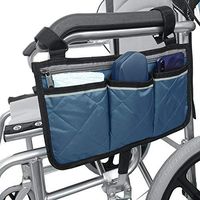Wheelchair Side Bag with Pouches and Reflective Stripe, Wheelchair Armrest Side Organizer for Electric Wheelchairs, Manual Wheelchairs, Lightweight and Easy to Use (Blue)
