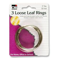 Charles Leonard Loose Leaf Rings with Snap Closure, Nickel Plated, 2 Inch Diameter, 3-Pack (65020)