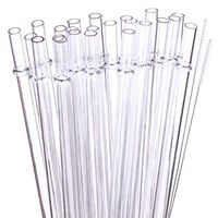 Angole 24 Pack 11 Inch Clear Reusable Plastic Straws Party Wedding Holiday Drinking Straw for Tumbler 2 Cleaning Brush Include