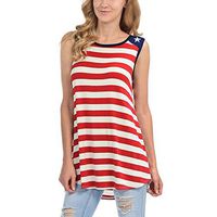 Fourth of July Tanks Bxzhiri Women’s American Flag Sleeveless Loose Fit Camisole Tunic Vest Red