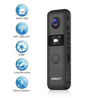 BOBLOV 1296P Mini Camera Built-in 32G Body Worn Camera with OLED Screen 3.5 Hours 1080P Recording Support WiFi(iOS Only) One Big Button for Recording