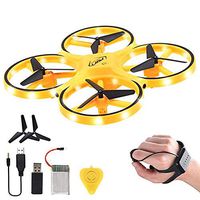 Mini Drone for Kid,2.4G Gravity Sensor RC Nano Quadcopter with Infrared Obstacle Avoidance Hand Control,Remote Control Aircraft UFO Helicopter/Headless Mode/Altitude Hold/3D Flip/LED Light (Yellow)