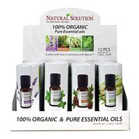 Natural Solution 8204P12-OG Top 4 Organic Essential Display Set | Lavender, Cedrawood, Mint Oil, Lemongrass