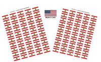 Made in USA! 100 Country Flag 1.5" x 1" Self Adhesive World Flag Scrapbook Stickers, Two Sheets of 50, 100 International Sticker Decal Flags Total (Lebanon)