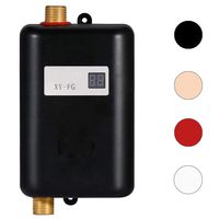 kbxstart Electric Tankless Hot Water Heater, 110V 3000W Mini Tankless Instant Hot Water System with Leakage Protection and LCD Digital Display Bathroom Kitchen Washing, Version 02- Black