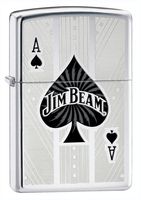 Zippo Jim Beam Ace of Spades High Polish Chrome Lighter, Silver, 5 1/2 x 3 1/2cm
