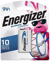 Energizer 9V Lithium Batteries, Ultimate Lithium 9 Volt Batteries (1 Battery Count)
