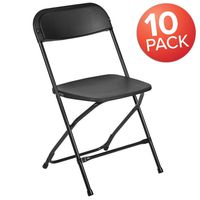 Flash Furniture 10 Pk. HERCULES Series 650 lb. Capacity Premium Black Plastic Folding Chair