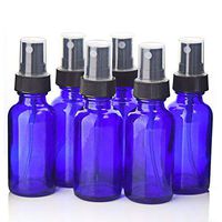 DHmart 30ml Spray Bottle Cobalt Blue Glass w/Black Fine Mist Sprayers Essential Oils, Home Cleaning, Aromatherapy 1 Oz - Pack of 6
