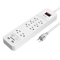 Huntkey 8 Outlets Surge Protector Power Strip, 2 USB Ports 5V/2.4A, 6-Foot Heavy Duty Extension Cord, SMC807