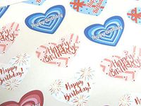 Pack of 50 Colorful Happy Birthday Greeting Hearts Stickers, Heart Shaped Labels for Cards, Envelopes and Gift