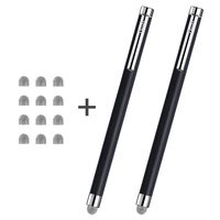 Stylus, CHAOQ 2 Pcs Black, Hybrid Mesh Fiber Tip Stylus Pen for Touch Screens Devices iPad, iPhone, Samsung, Tablet, Kindle with 12 Extra Replaceable Mesh Fiber Tip