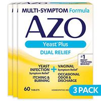 AZO Yeast Plus Dual Relief Homeopathic Medicine | Yeast Infection Symptom Relief: Itching & Burning | Vaginal Symptom Relief: Occasional Odor & Discharge | #1 Most Trusted Brand | 60 Tablets | 3 Pack