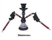 Small Hookah Set Nargile Shisha Pipe with Double Hoses Ceramic Flavors Bowl Metal Charcoal Tongs Accessories,Black