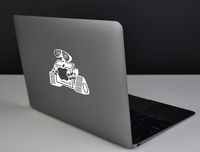 Wall-E Disney for MacBook Laptop Die-Cut Vinyl Decal Sticker (MacBook with Glowing Apple, White)
