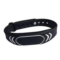 New RFID Wristbands EM4100 125KHZ Silicone Bracelet Black Adjustable (Black-10pcs)