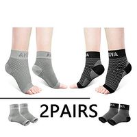 AVIDDA Ankle Brace for Men Women 2 Pairs Plantar Fasciitis Socks with Arch Support Compression Foot Sleeve for Achilles Tendon Support Sprained Ankle Swelling Flat Feet Black & Gray S
