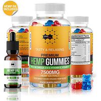 Herbal Science Premium Hemp Gummies: 7500mg Natural Hemp Extract Candy Supplement for Pain, Anxiety, Sleep, Stress, Memory, Mood - 60 Fruity Gummy Bears and 250mg Hemp Oil Extract Drops
