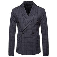 BBT-Shop Men's Suit Jacket Blazer Charm Coats Checked Double-Breasted Button Lattice Sweater Blouse Long Sleeve Tailcoat Overcoat Top Business Praty Suit Pant Set Autumn Winter Coat Outwear