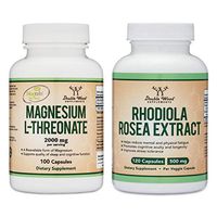 Magnesium L-Threonate (Magtein) and Rhodiola Rosea Capsules Bundle - for Cognitive Function, Sleep Support, and Stress Support