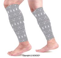 Flexible Breathable Comfortable Leg Skin Protector Sleeve Vintage Constant Triple Spiral Celtic Pattern with Rotational Symmetric Lines Boho Decor Calf Compression Sleeve