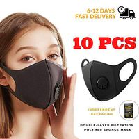 Face Masks with Breath valve, Independent Package, Washable, Reusable Black Cloth Masks – Protection from Dust, Pollen, Pet Dander, Other Airborne Irritants (10 PCS)