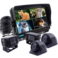 CAMSLEAD Heavy Vehicle Safety Camera System 9" Monitor with Quad Split Screen, 2 x Side Cameras + 2 x Backup Camera, Colour IP69K &10G Vibration Side Camera Backup Camera Rear View Camera System