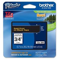 2 Pack Brother Tape, Gold on Black, 18mm (TZe344)