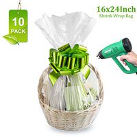Shrink Wrap Bags for Gift Baskets,16x24 inches Clear PVC Heat Shrink Bags Cellophane Wrap for Packaging,Gift Wrapping 10 Pack