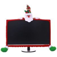 Christmas Computer Monitor Cover, Elastic Xmas Decorations Santa Claus Computer Laptop Monitor Border Cover for Home Office Decor Year Gift Ideas