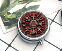 Compact 3 Compartment Medicine Case, Pill Box for Pocket or Purse Pill Box Decorative Pill Case with Gift Box Vegvisir Viking The Pill Box/Pill case