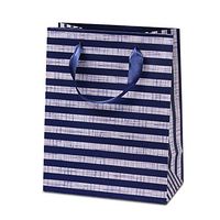 12ea - 7 X 4 X 9 Navy Haute Striped Euro Tote Gusset - 4" Width 7"