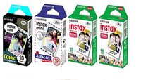 Fujifilm Instax Mini Instant Film Comic-10 Pack + Airmail-10 Pack + White-20 Pack with Bonus 20 Decorative Skin Stick-on Stickers Variety Design Kit -40 Shots Total 