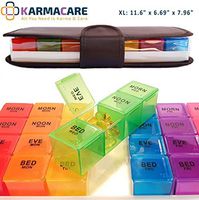 Extra Large Pill Organizer - 7 Day Weekly Pill Organizer Box and Travel Case for Medicine and Supplements - 4 Times a Day AM/PM Reminder Planner - Unique Braille Writing for the Visually Impaired