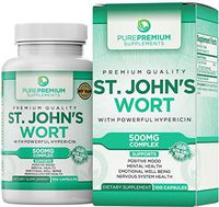 Premium St. John's Wort Supplement by PurePremium (Non-GMO & Gluten-Free) Supports Nervous System and Mental Health. St Johns Wort with Powerful Hypericin.