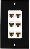 RiteAV Decorative 1 Gang 6 Port Cat6 Wall Plate - Black/White