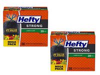 Hefty Strong Lawn and Leaf Large Garbage Bags, 39 Gallon, 38 Count, 2 Pack