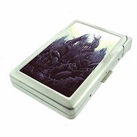 Dragon City Em1 Hip Silver Cigarette Case With Built In Lighter 4.75" X 2.75" Id Holder Metal Wallet RFID Protection