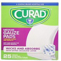 Curad Medium Gauze Pads 3" x 3", 25 ea