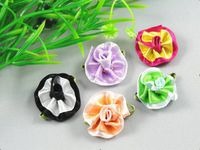 50pcs Ribbon Flower W/Leaf Appliques/Craft-Baby (Mix)