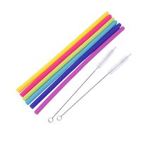 Reusable Silicone Straws Extra Long Flexible Bend Smoothies Straws with Cleaning Brushes BPA Free for 20 30 OZ Tumbler Yeti