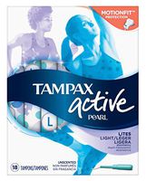 Tampax Tampons 18 Count Active Pearl Light Unscented (3 Pack)