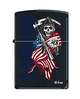 Zippo Sons of Anarchy Grim Reaper and Flag Black Matte Pocket Lighter