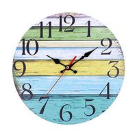 heavKin 12 Inch Wall Clock Creative Silent Non Ticking Wooden Clock with Stand Home Decor (B, 30x30x0.4cm)