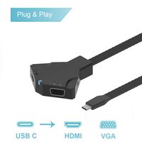 USB C to HDMI VGA Adapter, Onten Type C to HDMI VGA Adapter with Audio and Indicator for Dell XPS 13 XPS 15 S9 to TV/Monitor/Projector-Black