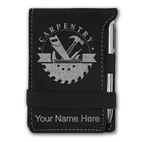 Mini Notepad, Carpentry, Personalized Engraving Included (Black with Silver)